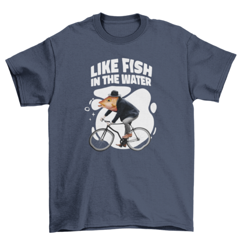 Fish man riding bicycle t-shirt