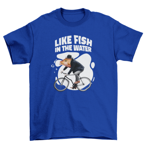 Fish man riding bicycle t-shirt